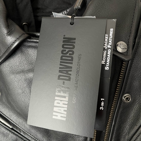 NWT Harley Davidson 3 in 1 Leather motorcycle jacket black small - Picture 11 of 13